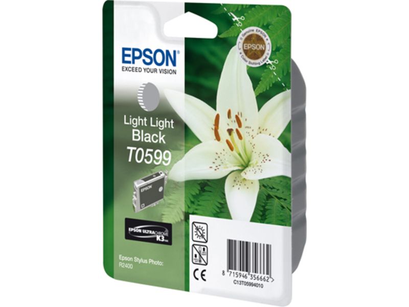 Epson T0599 - 13 ml - noir clair - original - blister - cartouche d'encre - pour Stylus Photo R2400