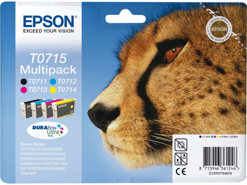 Epson T071 (C13T07154010) Inktcartridge 4-kleuren Multipack
