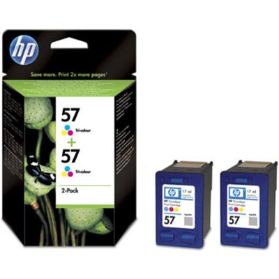 Cartouche d'encre HP 57 (C9503AE) tricolore x2 - Multipack