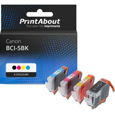 Cartouche compatible Canon BCI-5BK - 4 couleurs - Multipack