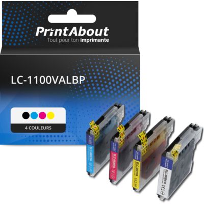 Cartouche compatible Brother LC-1100VALBP - 4 couleurs - Multipack
