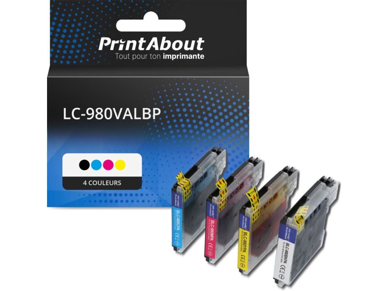 Cartouche compatible Brother LC-980VALBP - 4 couleurs - Multipack