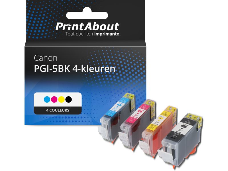 Cartouche compatible Canon PGI-5BK 4-kleuren - 4 couleurs - Multipack