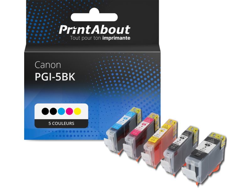 Cartouche compatible Canon PGI-5BK - 5 couleurs - Multipack