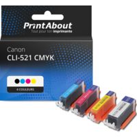 Cartouche compatible Canon CLI-521 CMYK - 4 couleurs - Multipack