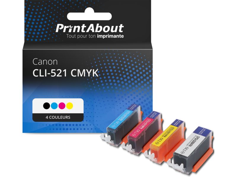 Cartouche compatible Canon CLI-521 CMYK - 4 couleurs - Multipack