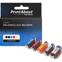 Cartouche compatible Canon PGI-520/CLI-521 BK/CMYK - 5 couleurs - Multipack