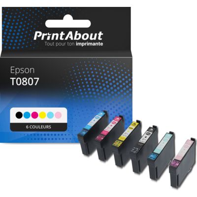 Cartouche compatible Epson T0807 - 6 couleurs - Multipack