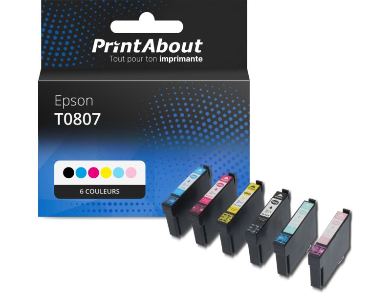Cartouche compatible Epson T0807 - 6 couleurs - Multipack