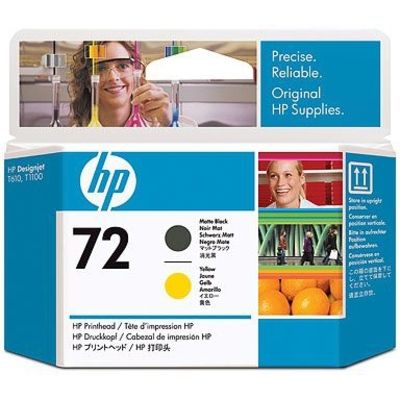 HP 72 (C9384A) - Noir mat + jaune - Tête d'impression