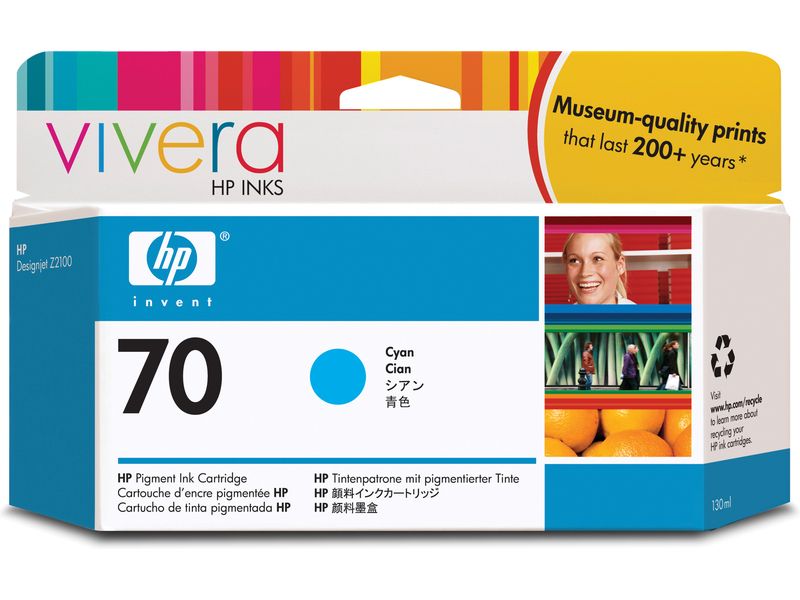 HP 70 (C9452A) Inktcartridge Cyaan