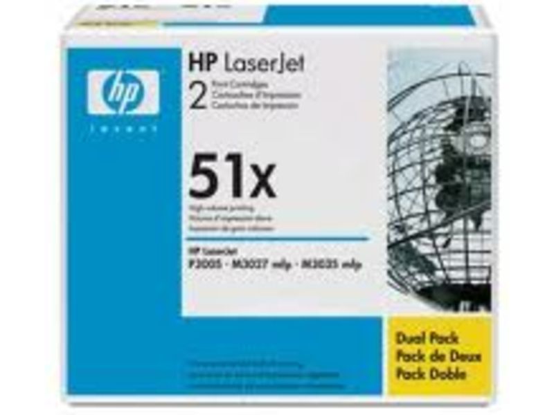 HP 51X (Q7551XD) Toner 2x Zwart - Multipack - Hoge capaciteit