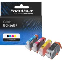 Cartouche compatible Canon BCI-3eBK - 4 couleurs - Multipack