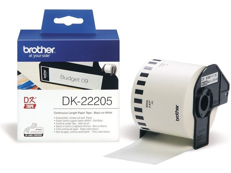 Brother DK-22205 Etiket Zwart op wit (62 mm)