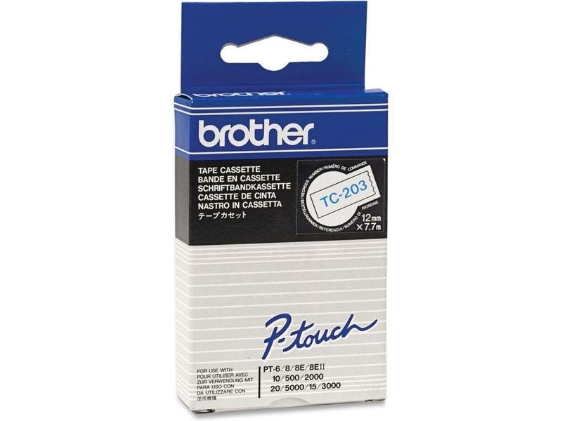 Brother - Blanc, bleu - Rouleau (1,2 cm x 7,7 m) 1 unités bande imprimante