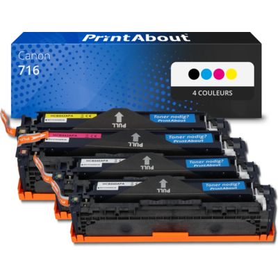 Toner compatible Canon 716  - 4 couleurs - Grande capacité - Multipack