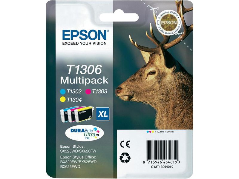 Epson T130 (C13T130640) Inktcartridge 3-kleuren Multipack Hoge capaciteit