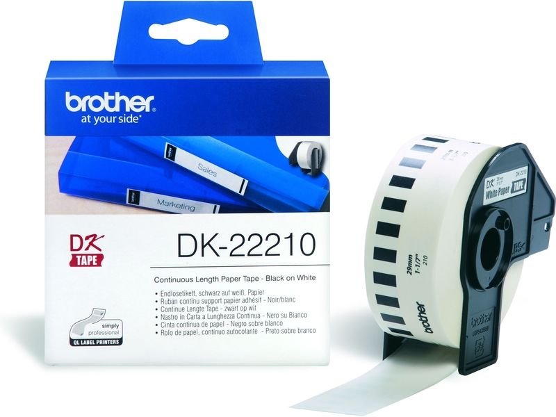 Brother DK-22210 Etiket Zwart op wit (29 mm)