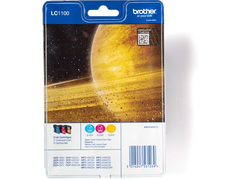 Brother LC-1100RBWBP Inktcartridge 3-kleuren Multipack