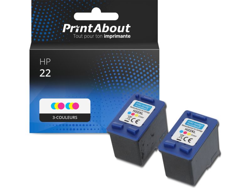 Cartouche compatible HP 22 (C9352AE) - 3-couleurs - Multipack