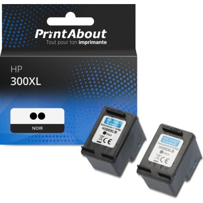 Cartouche compatible HP 300XL (D8J43AE) - Pack de 2 - Noir - Grande capacité - Multipack