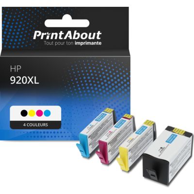 Cartouche compatible HP 920XL (C2N92AE) - 4 couleurs - Grande capacité - Multipack