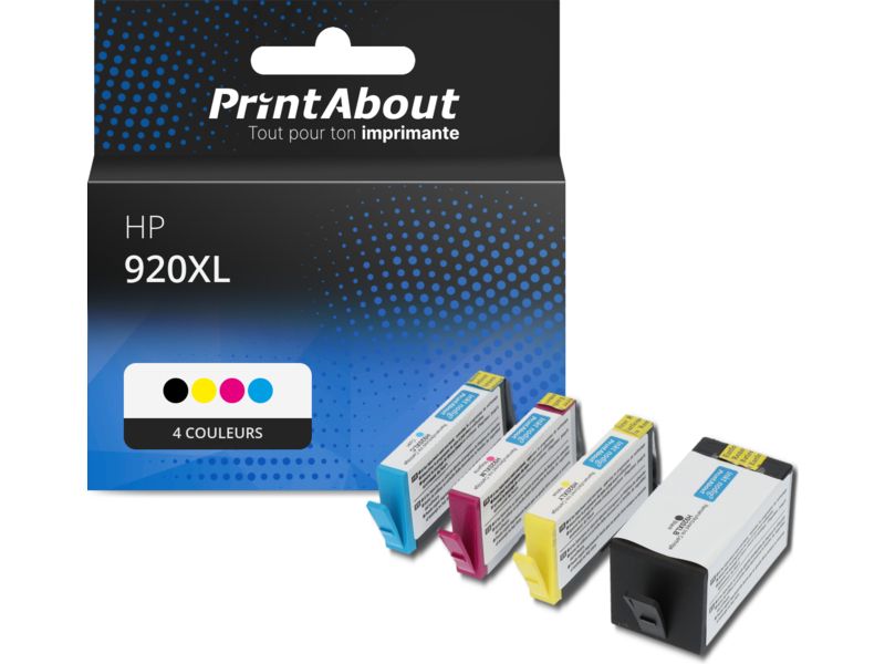 Cartouche compatible HP 920XL (C2N92AE) - 4 couleurs - Grande capacité - Multipack