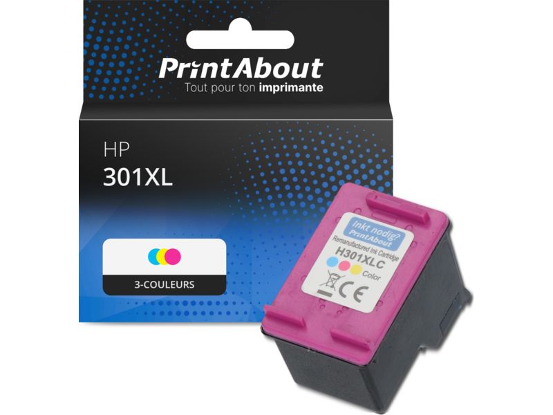 Cartouche compatible HP 301XL (CH564EE) - 3-couleurs - Grande capacité