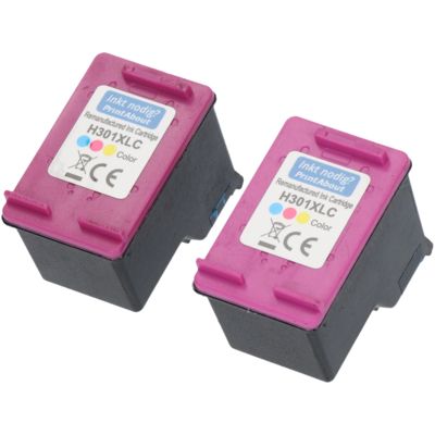 Cartouche compatible HP 301XL (D8J46AE) - pack de 2 - 3 couleurs - Grande capacité - Multipack