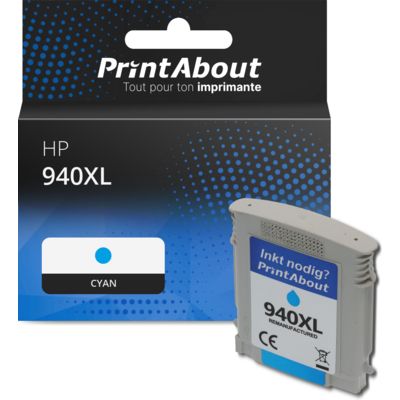 Cartouche compatible HP 940XL (C4907AE) - Cyan - Grande capacité