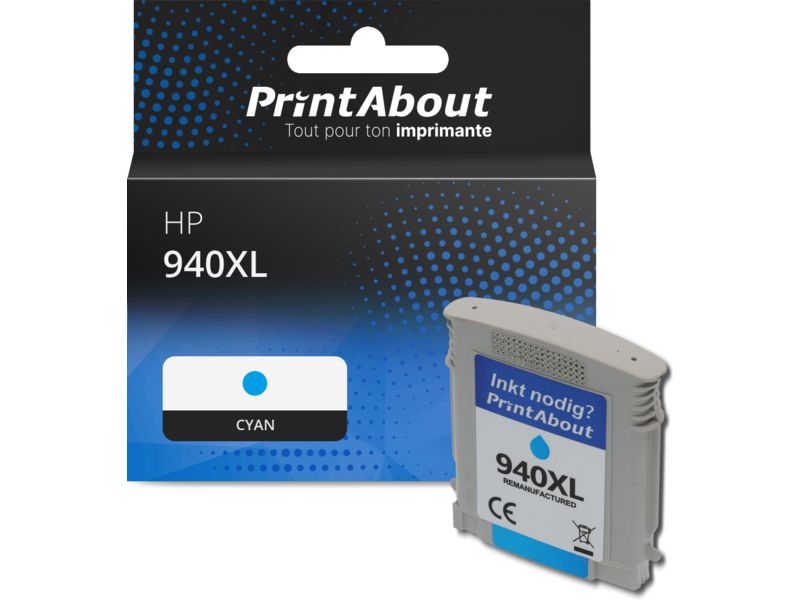 Cartouche compatible HP 940XL (C4907AE) - Cyan - Grande capacité