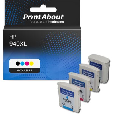 Cartouche compatible HP 940XL (C4906AE) - 4 couleurs - Grande capacité - Multipack
