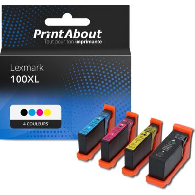 Cartouche compatible Lexmark 100XL (14N1068E) - 4 couleurs - Grande capacité - Multipack