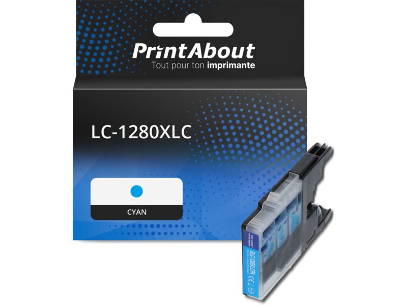 Cartouche compatible Brother LC-1280XLC - Cyan - Grande capacité