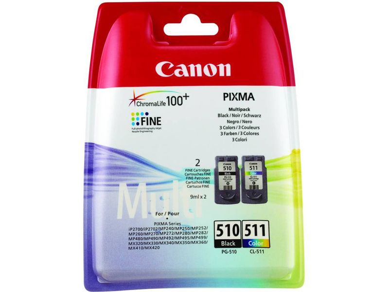 Canon PG-510 / CL-511 Inktcartridge Zwart + 3 kleuren Multipack