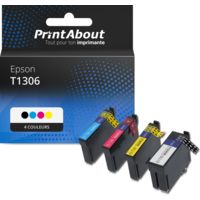 Cartouche compatible Epson T1306 - 4 couleurs - Grande capacité - Multipack