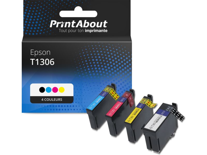 Cartouche compatible Epson T1306 - 4 couleurs - Grande capacité - Multipack
