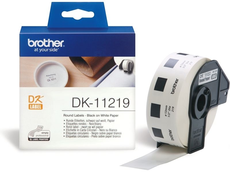 Brother DK-11219 - Noir sur blanc - Rouleau (1,2 cm) 1200 unités (1 rouleau(x) x 1200 étiquettes - pour Brother QL-1050, QL-500, QL-550, QL-560, QL-570, QL-650, QL-720