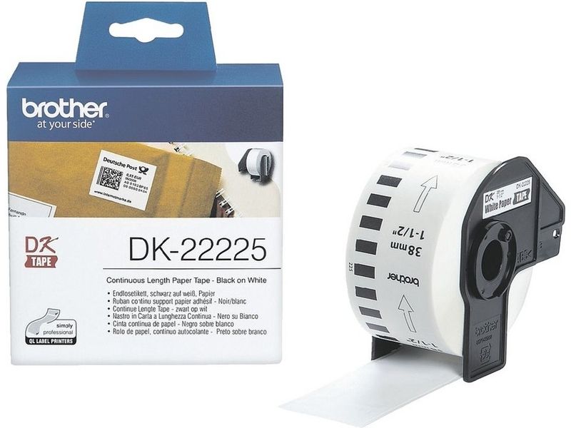 Brother DK-22225 Etiket Zwart op wit (38 mm)