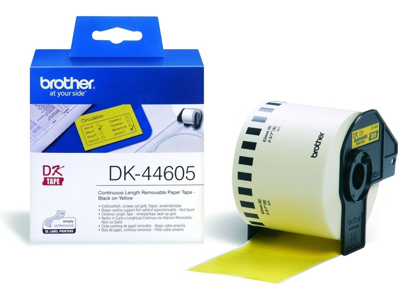 Brother DK-44605 Etiket Zwart op geel (62 mm)