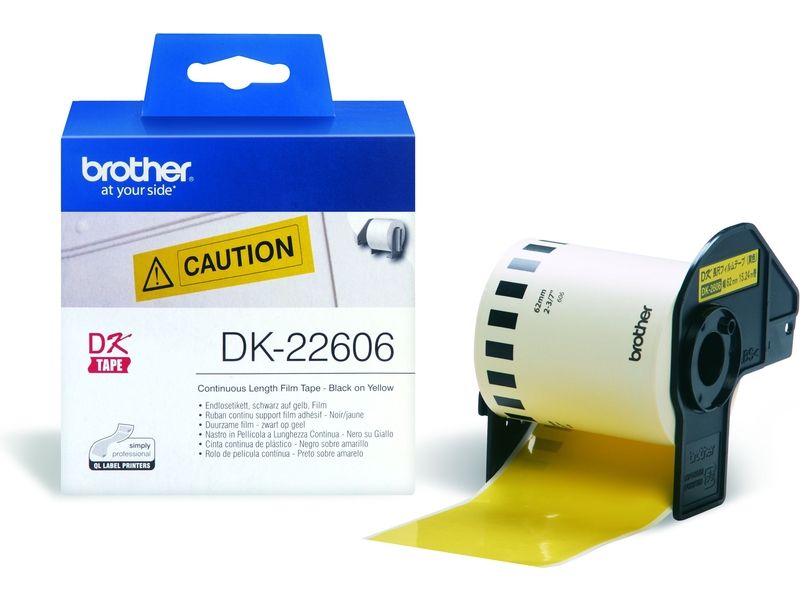 Brother DK-22606 Etiket Zwart op geel (62 mm)