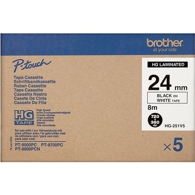 Brother HG-251v5 - (24 mm x 24 mm) - Noir sur blanc - Ruban