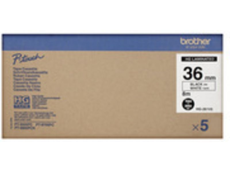 Brother HGe-261v5 Tape Zwart op wit (36 mm)