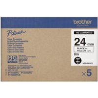 Brother HGe-651v5 - (24 mm x 24 mm) - Noir sur jaune - Ruban