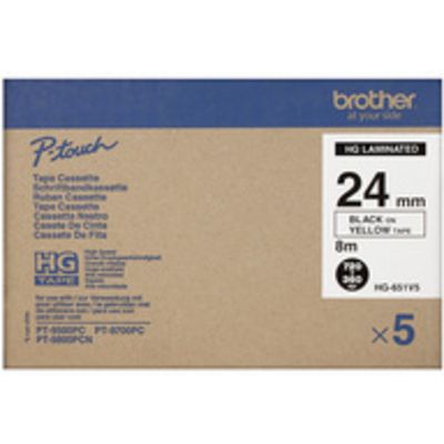 Brother HGe-651v5 - (24 mm x 24 mm) - Noir sur jaune - Ruban