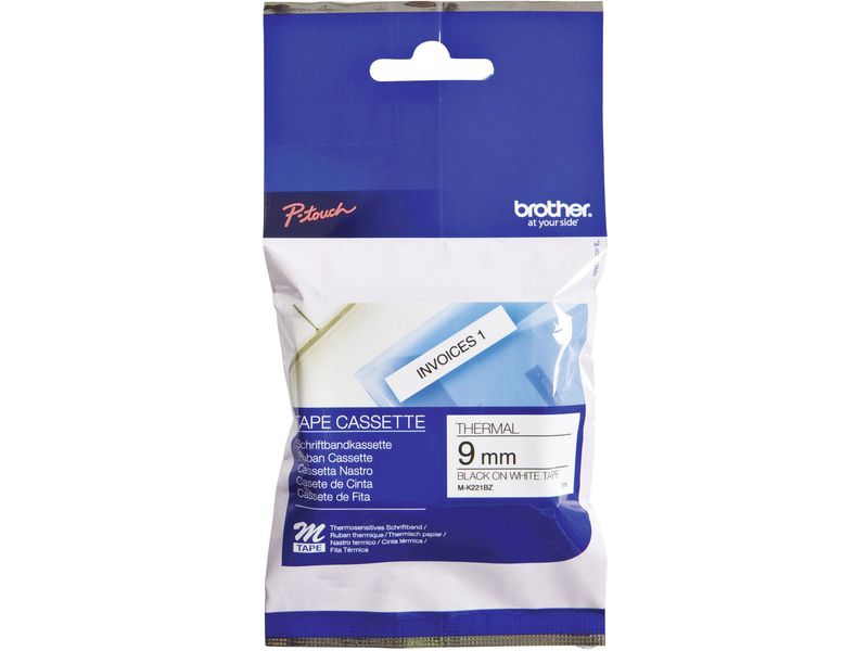 Brother M-K221 Tape Zwart op wit (9 mm)