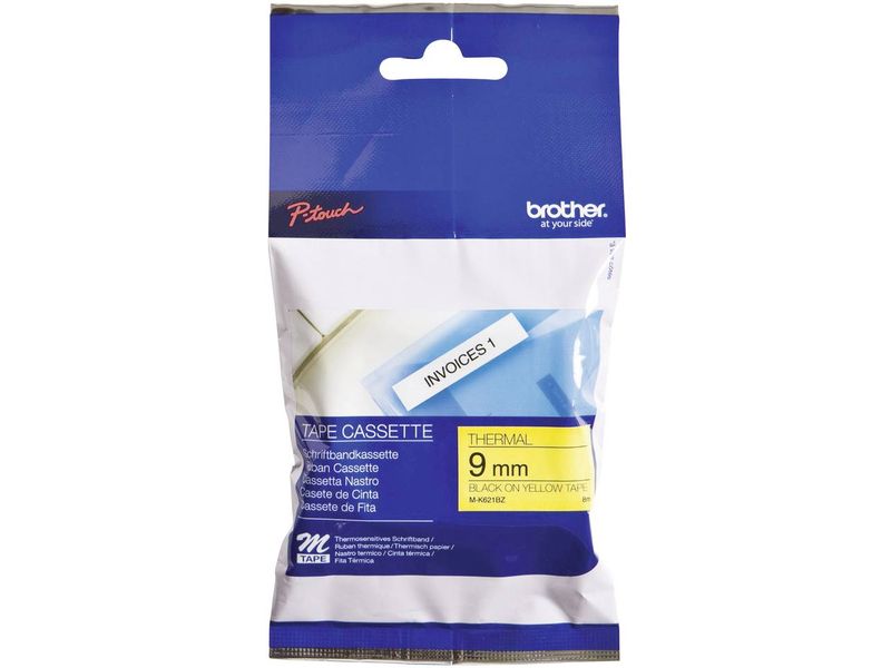 Brother M-K621BZ - Noir sur jaune - Rouleau (0,9 cm x 8 m) 1 cassette(s) bande non plastifiée