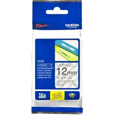 Brother TZe-131 - (12 mm) - Noir sur transparent - Ruban
