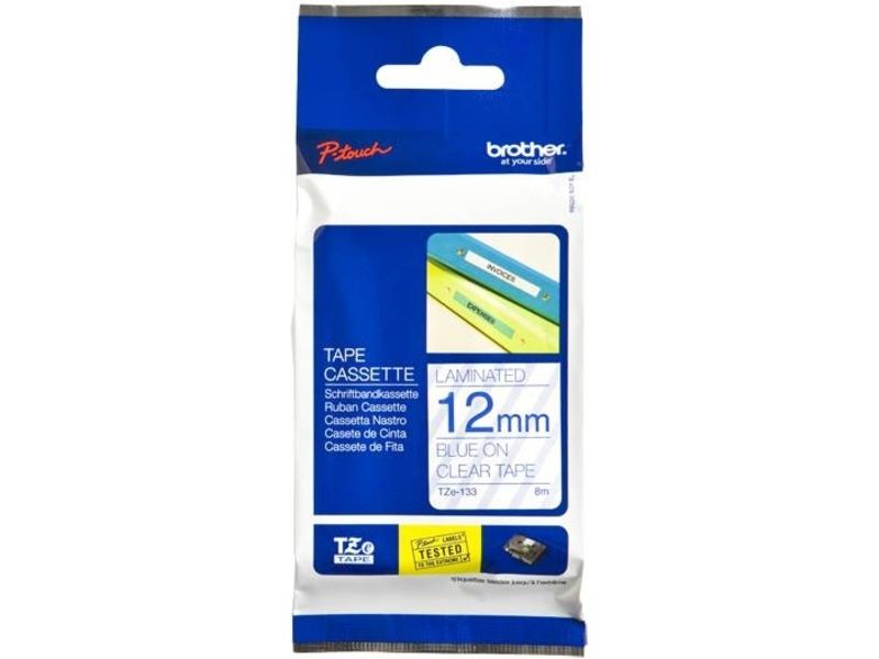 Brother TZe-133 Tape Blauw op transparant (12 mm)