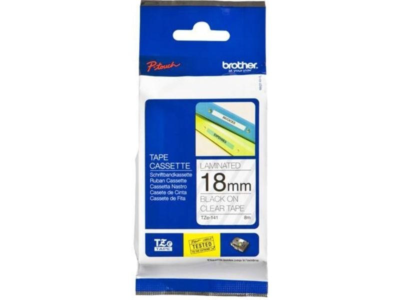 Brother TZe-141 Tape Zwart op transparant (18 mm)